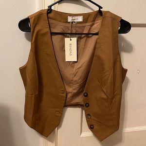 NWT RIHOAS menswear style suit vest brown size medium